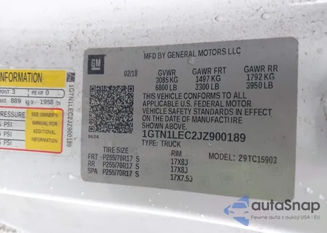 2018 GMC Sierra 1500 from USA, damaged, VIN 1GTN1LEC2JZ900189